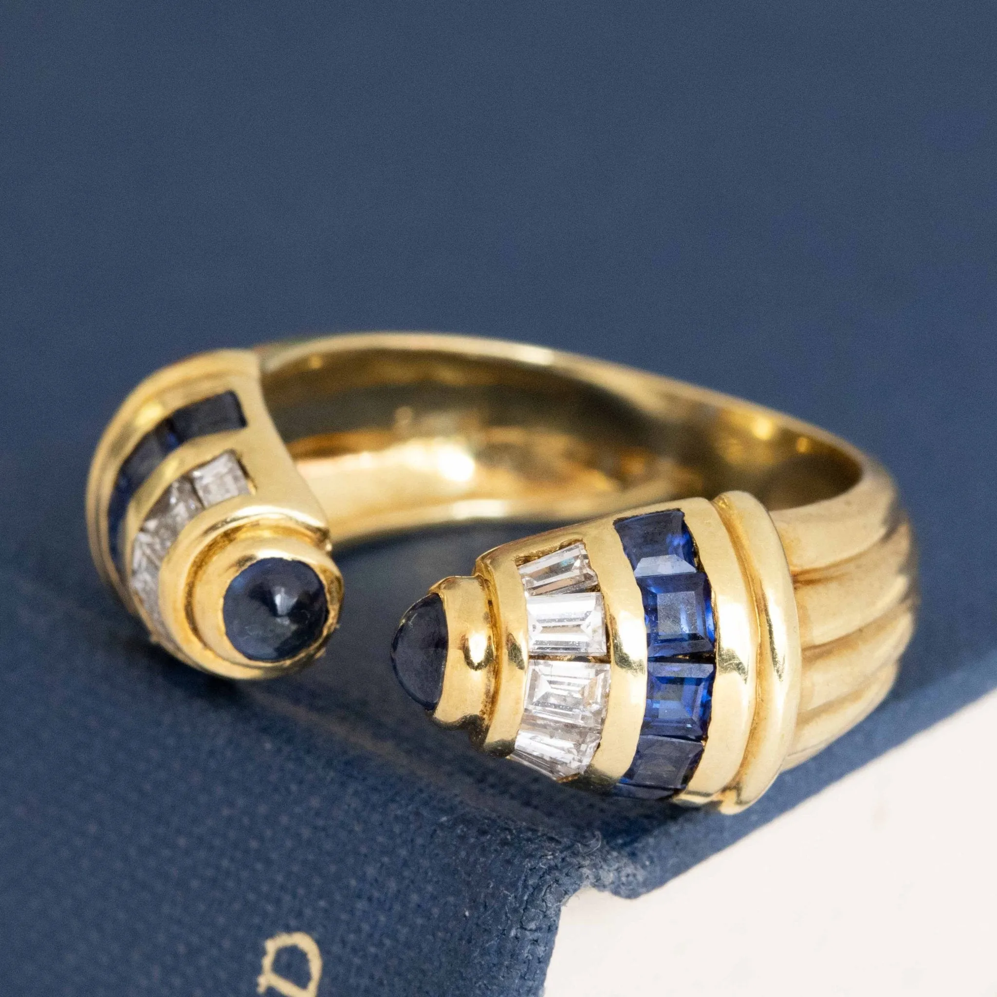 1.90ctw Vintage Diamond & Sapphire Open Ring
