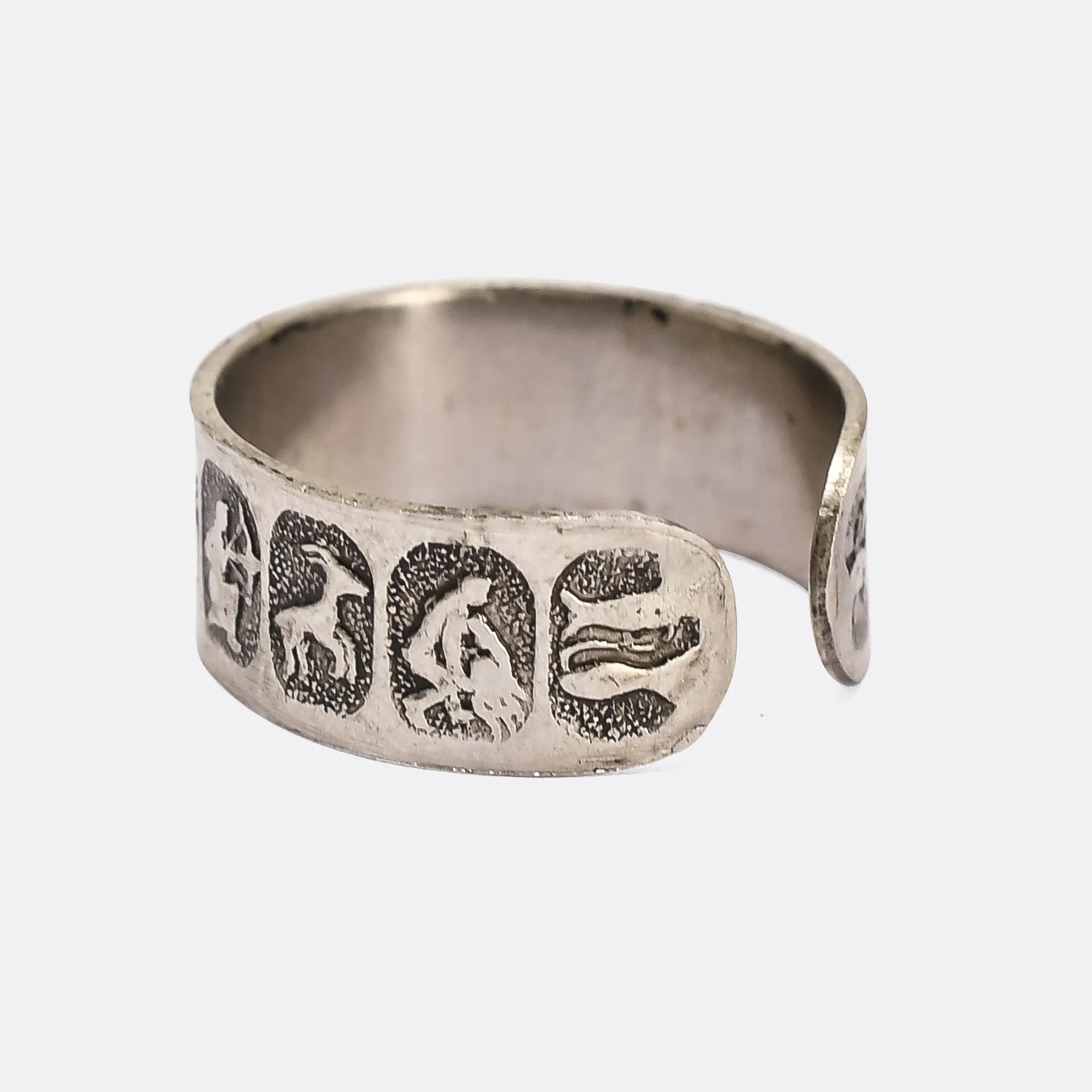1930s Steel Zodiac Ring