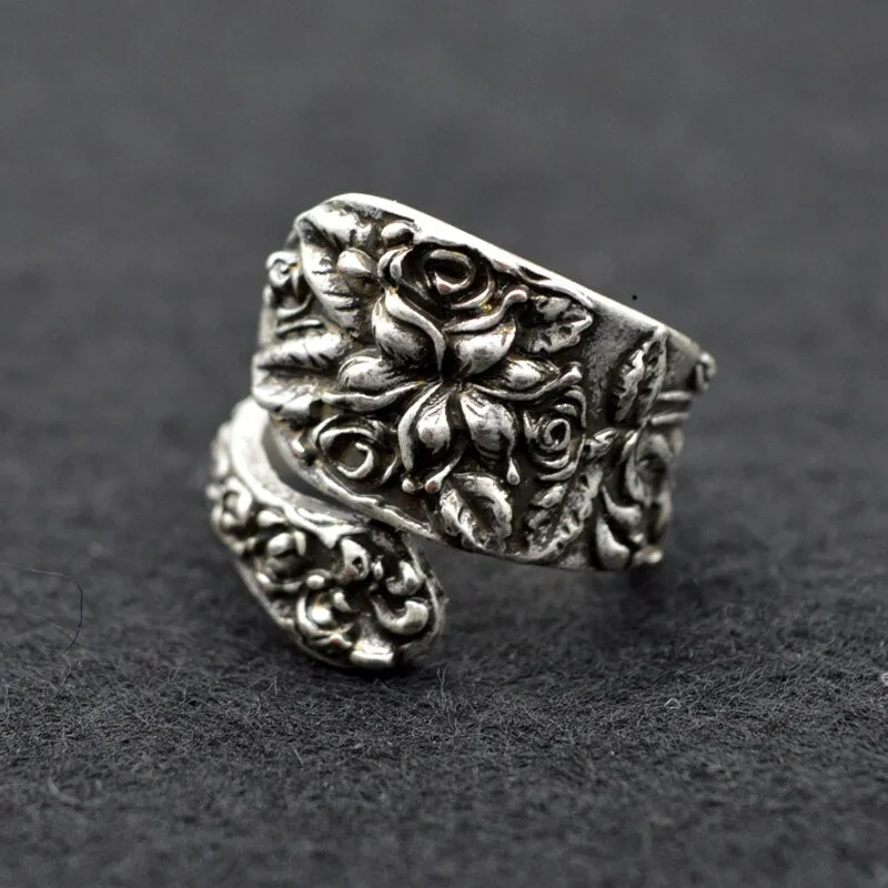 1pc Vintage Orange Blossom Spoon Ring Women Adjustable Spoon Rings Anniversary Rings Jewelry