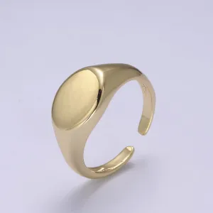 24K Gold Filled Signet Ring, Minimalist Adjustable Stackable Ring, Gift For Him Her | U-470