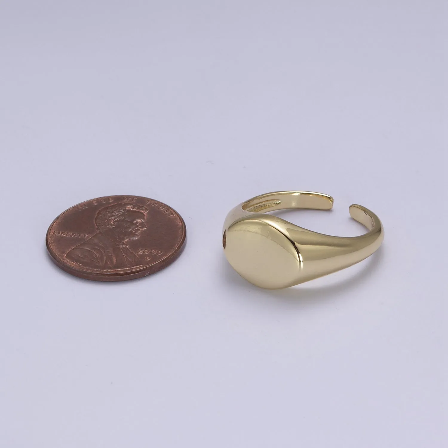 24K Gold Filled Signet Ring, Minimalist Adjustable Stackable Ring, Gift For Him Her | U-470