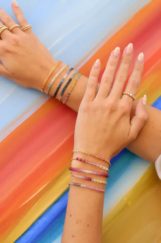 2mm Yellow Gold Filled Bracelet with Pink Sugar Ombré Gold Pattern
