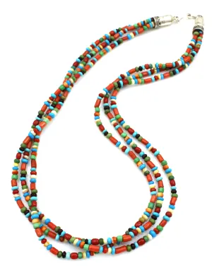 3 Strand Multi Stone Necklace