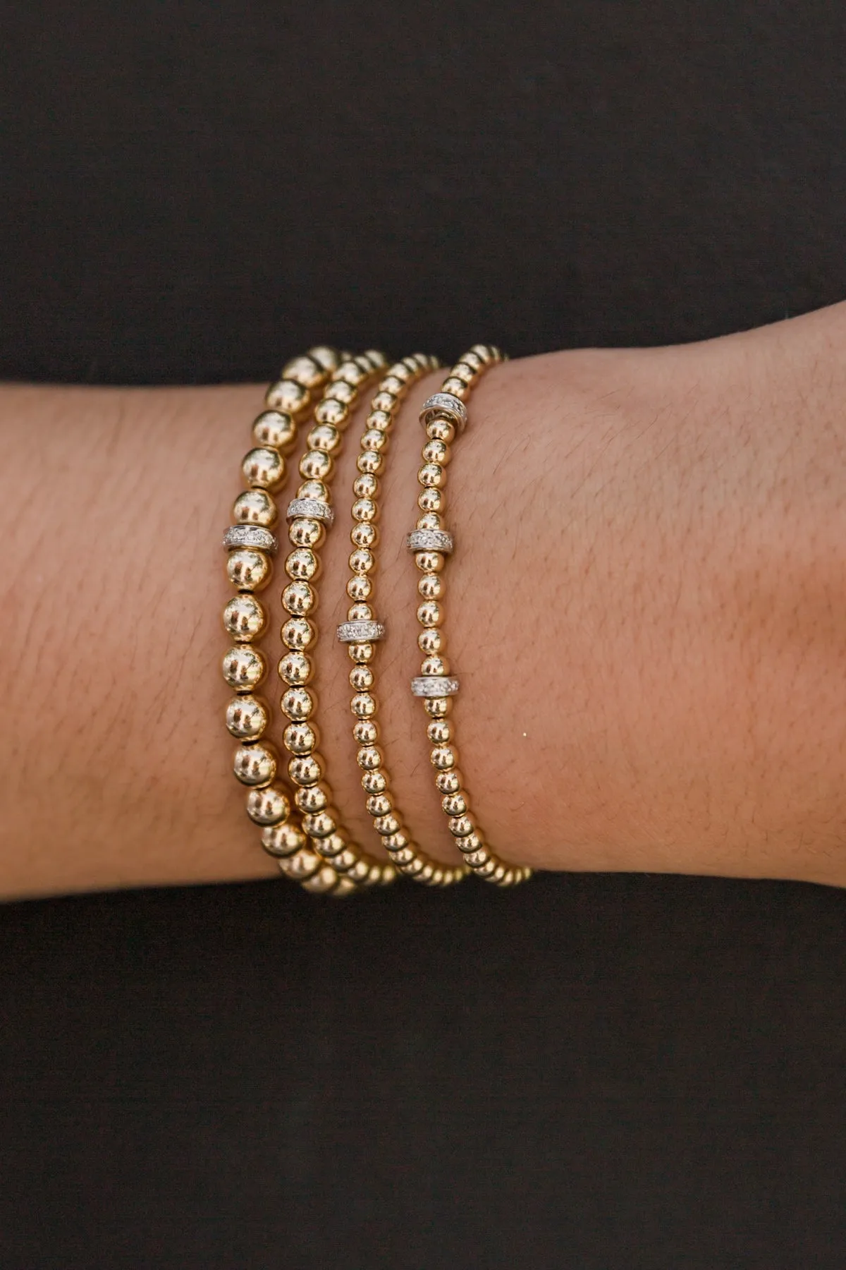 3mm Gold Bracelet with Diamond Rondelle