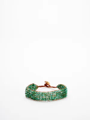 5 line turquoise button bracelet