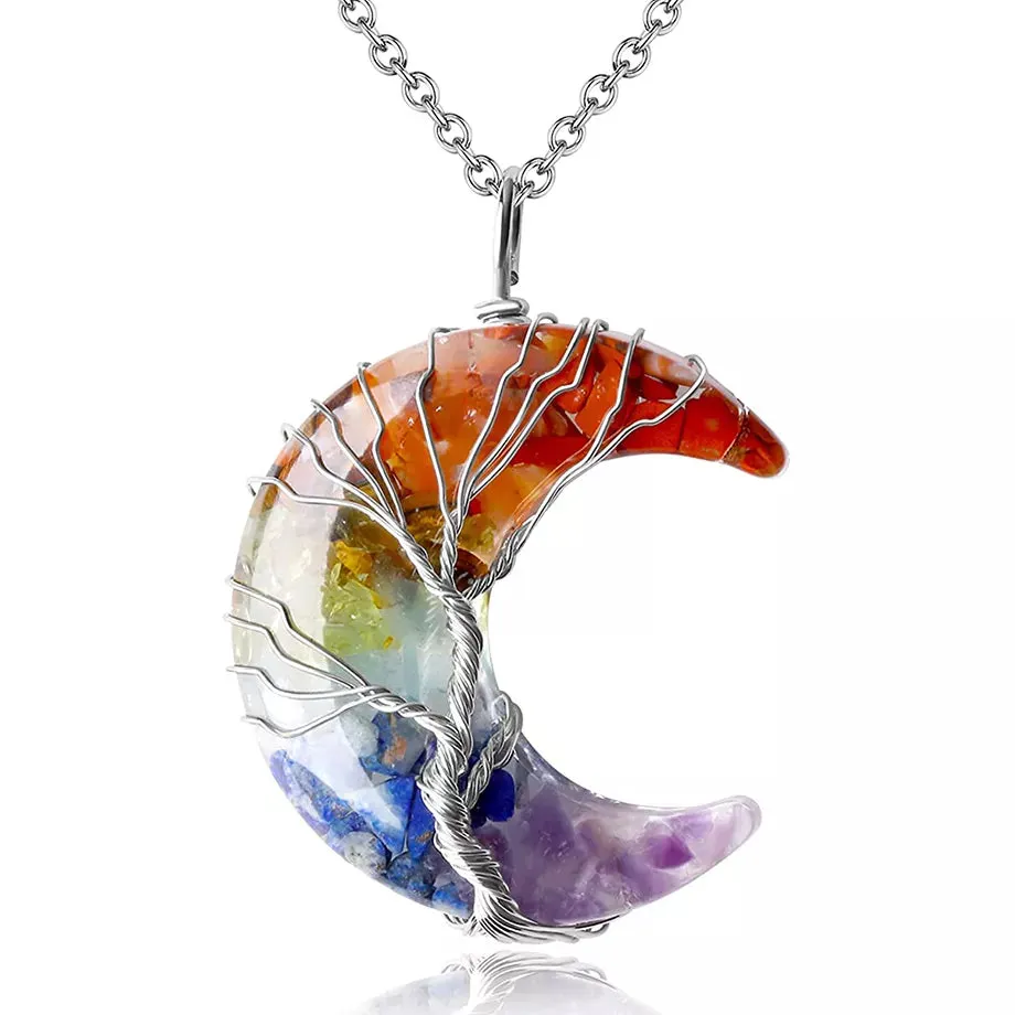 7 Chakras Tree of Life Necklace, Yoga Chakra Necklace, Namaste