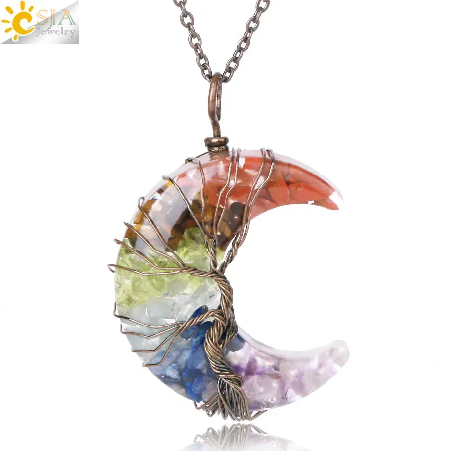 7 Chakras Tree of Life Necklace, Yoga Chakra Necklace, Namaste