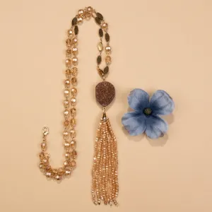 72744 - Natural Stone Necklace - Champagne