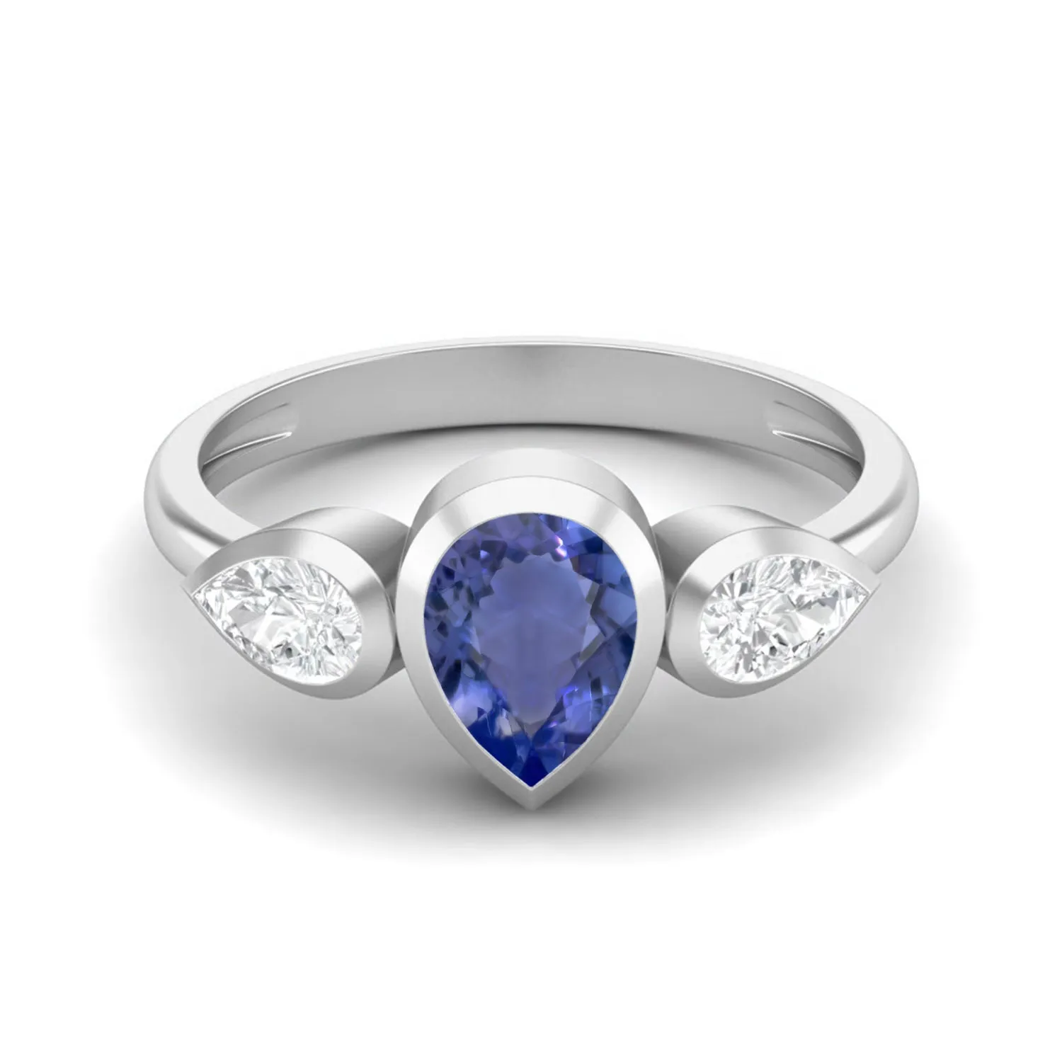 925 Sterling Silver Pear 1.25 Ctw Tanzanite Women Engagement Ring