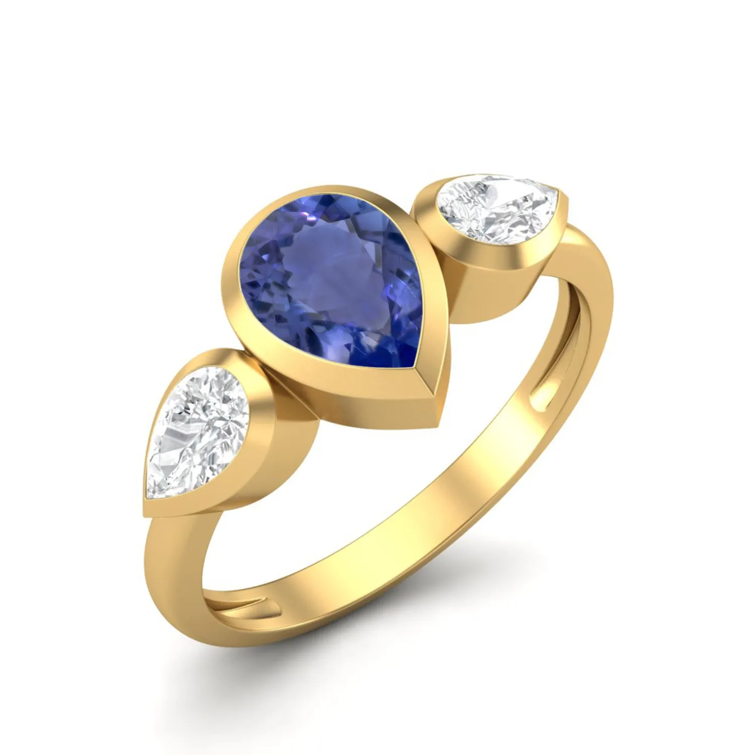 925 Sterling Silver Pear 1.25 Ctw Tanzanite Women Engagement Ring