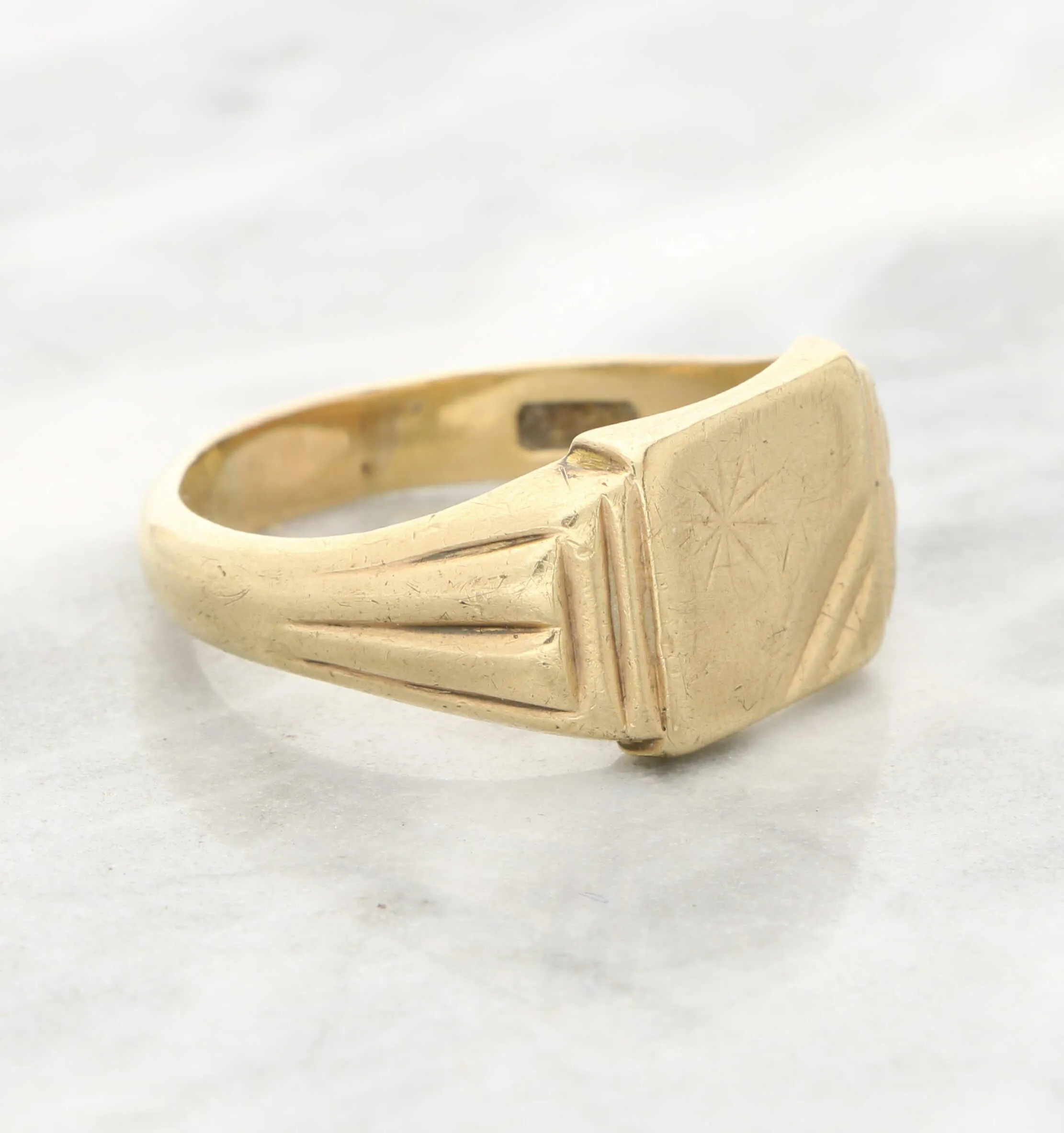 9ct engraved signet ring