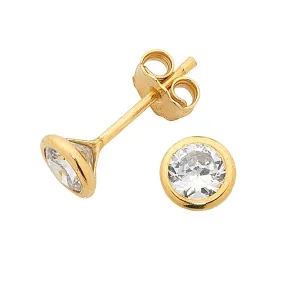 9ct Yellow Gold Cubic Zirconia Stud Earrings 4mm