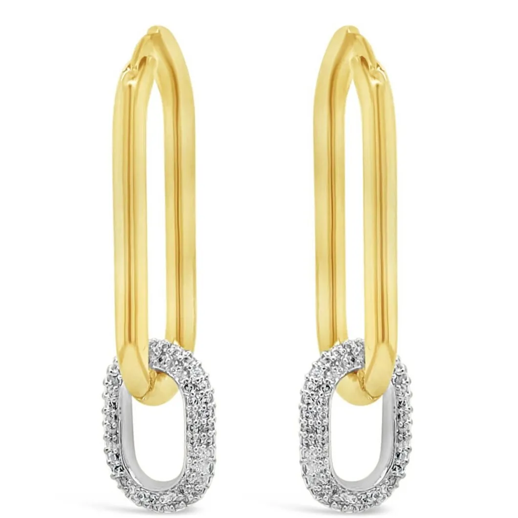 Absolute Gold Sparkly Chunky Oval Hoop Drop Earrings