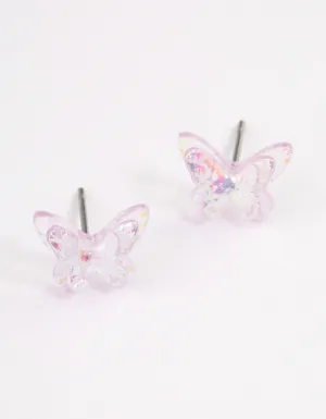 Acrylic Lilac Candy Butterfly Stud Earrings