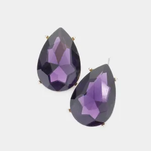 Amethyst Crystal Teardrop Stud Earrings  | Pageant Earrings | Interview Earrings | 530611