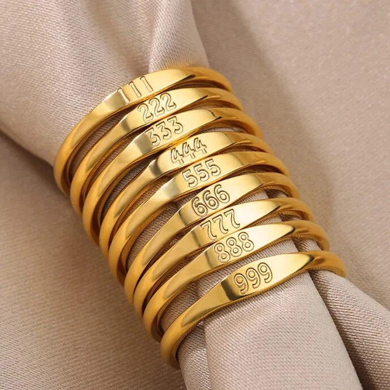 Angel Number Stainless Steel Rings