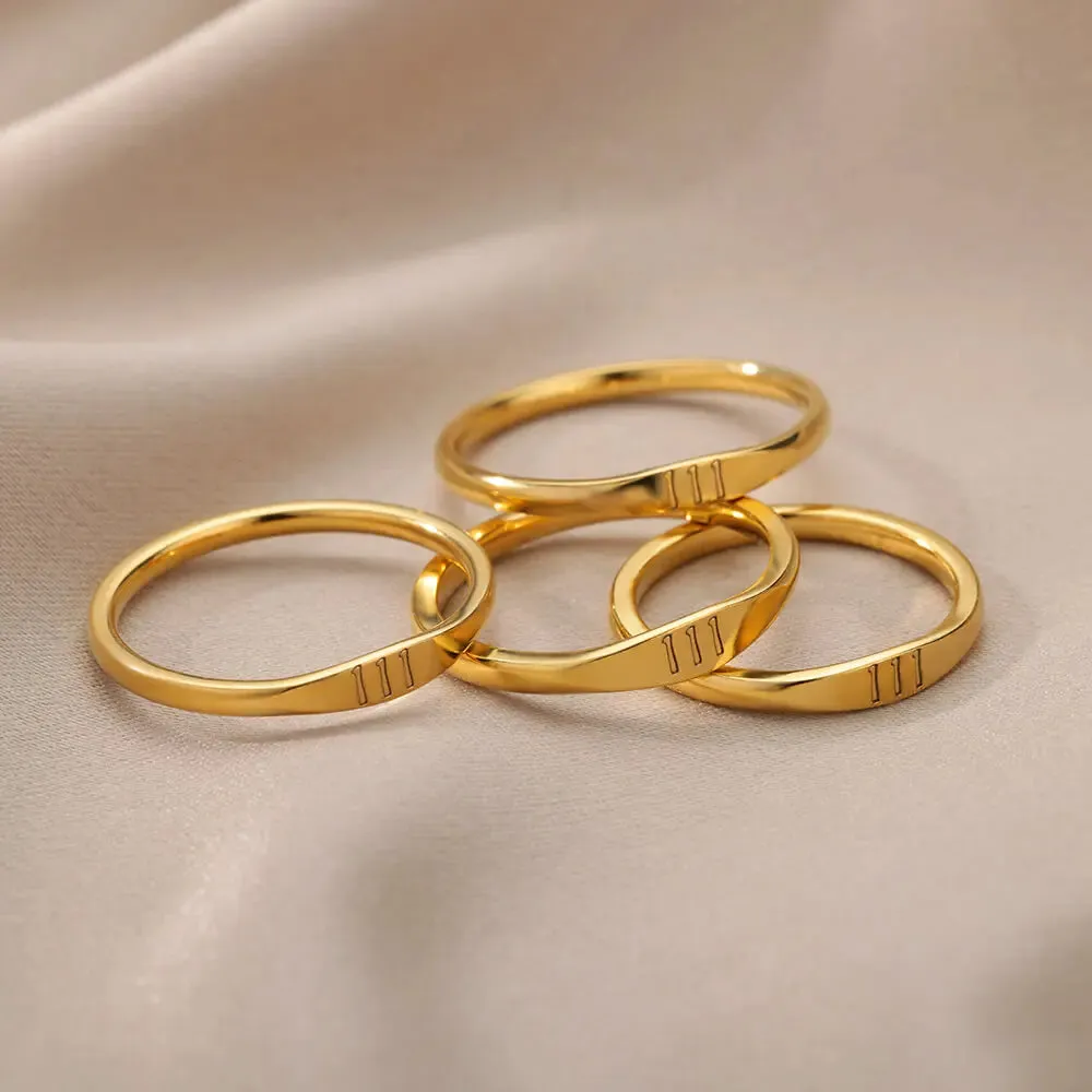 Angel Number Stainless Steel Rings