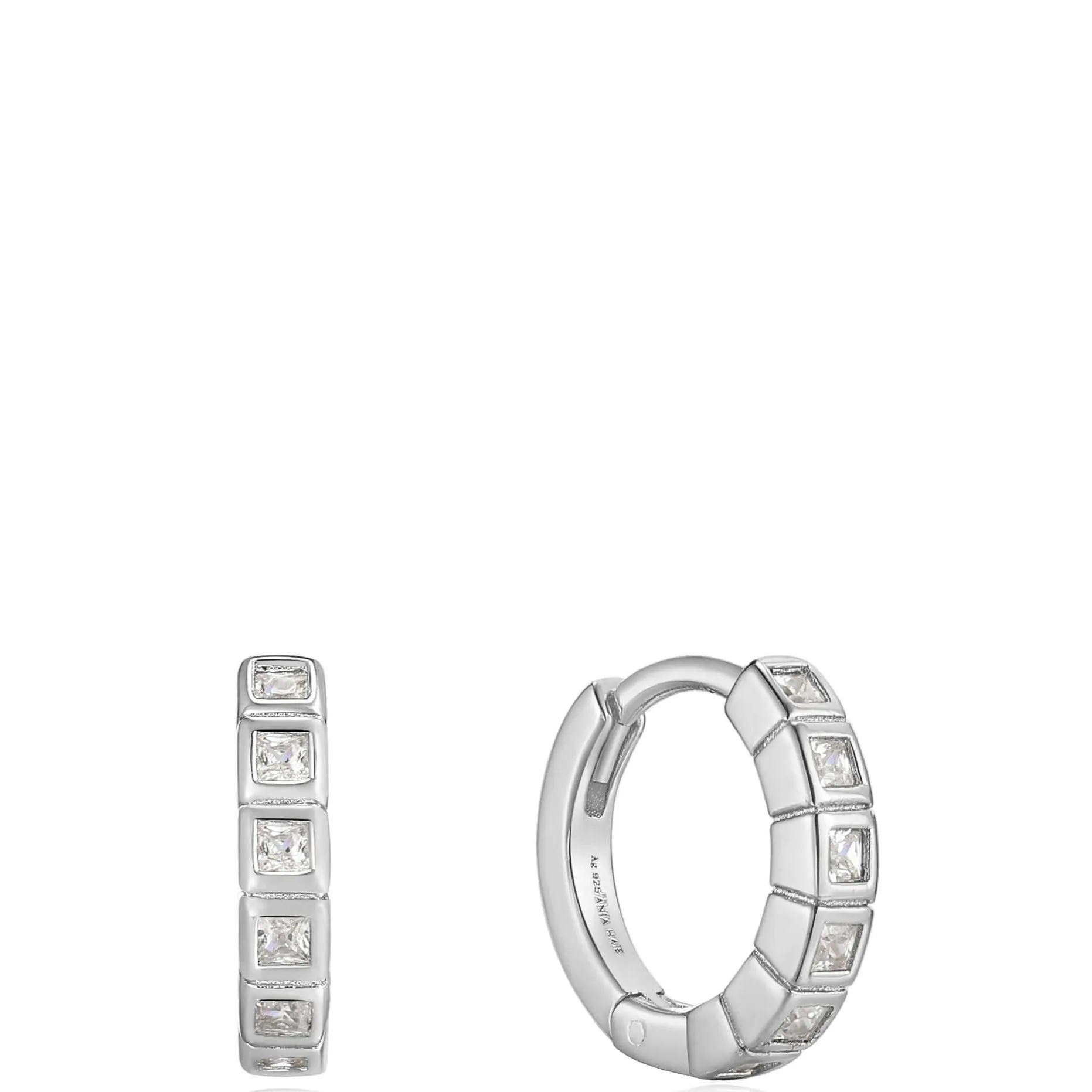 Ania Haie Glam Rock Silver Huggie Hoop Earrings