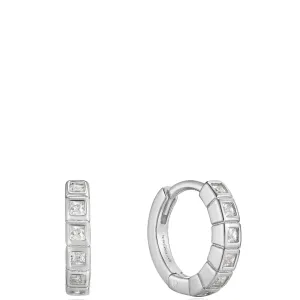 Ania Haie Glam Rock Silver Huggie Hoop Earrings