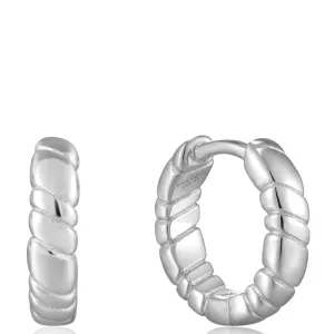 Ania Haie Smooth Operator Silver Huggie Hoop Earrings