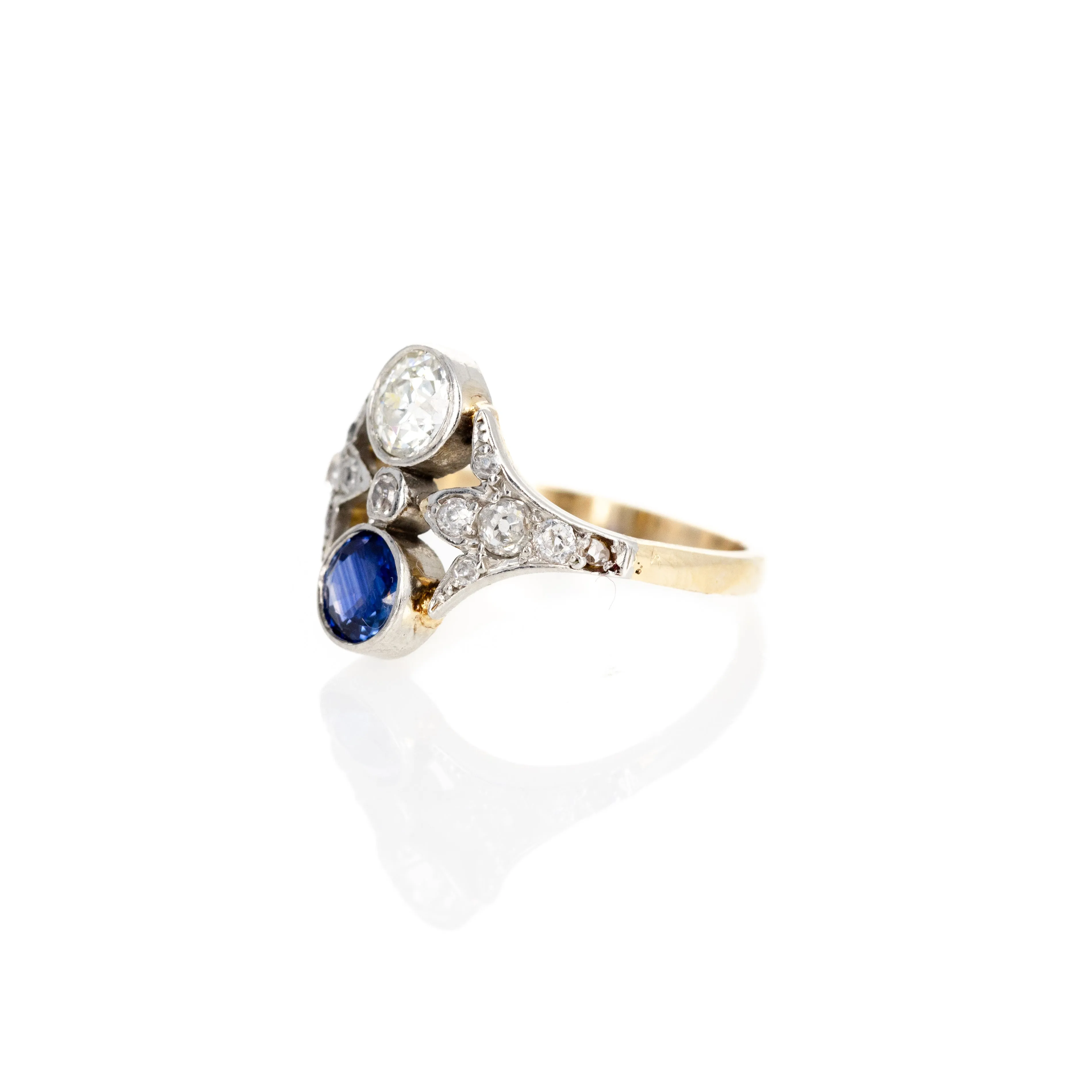 Antique Edwardian Sapphire & Diamond Toi Et Moi Ring