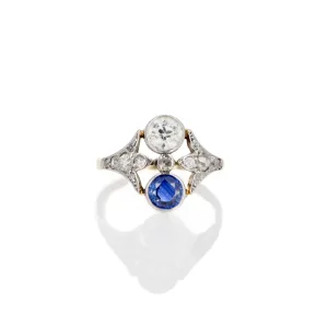 Antique Edwardian Sapphire & Diamond Toi Et Moi Ring