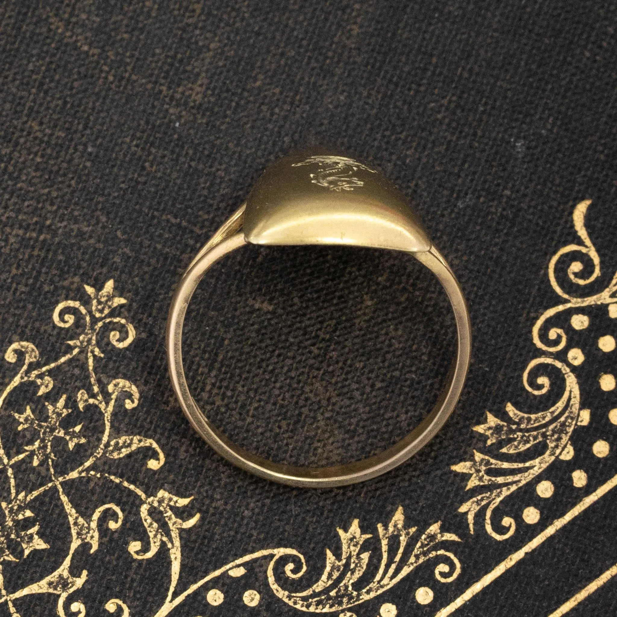 Antique Engraved Shield Conversion Ring