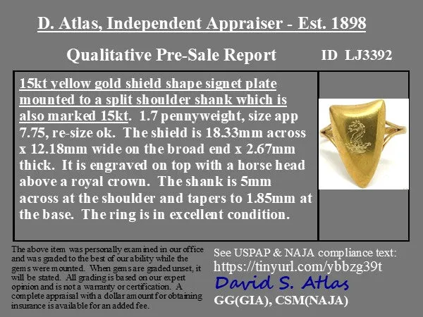 Antique Engraved Shield Conversion Ring
