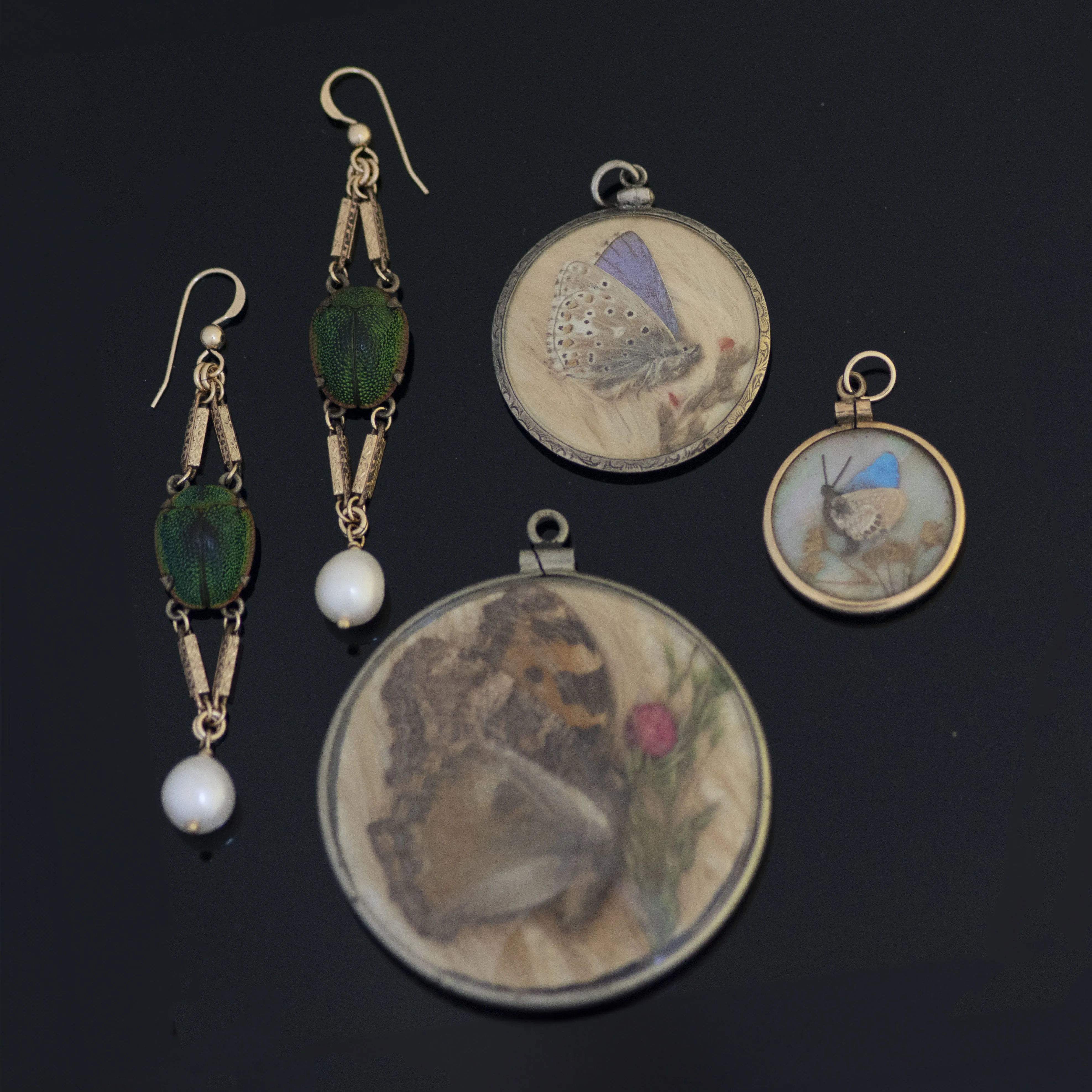 Antique Large Double Sided Butterfly Locket Pendant