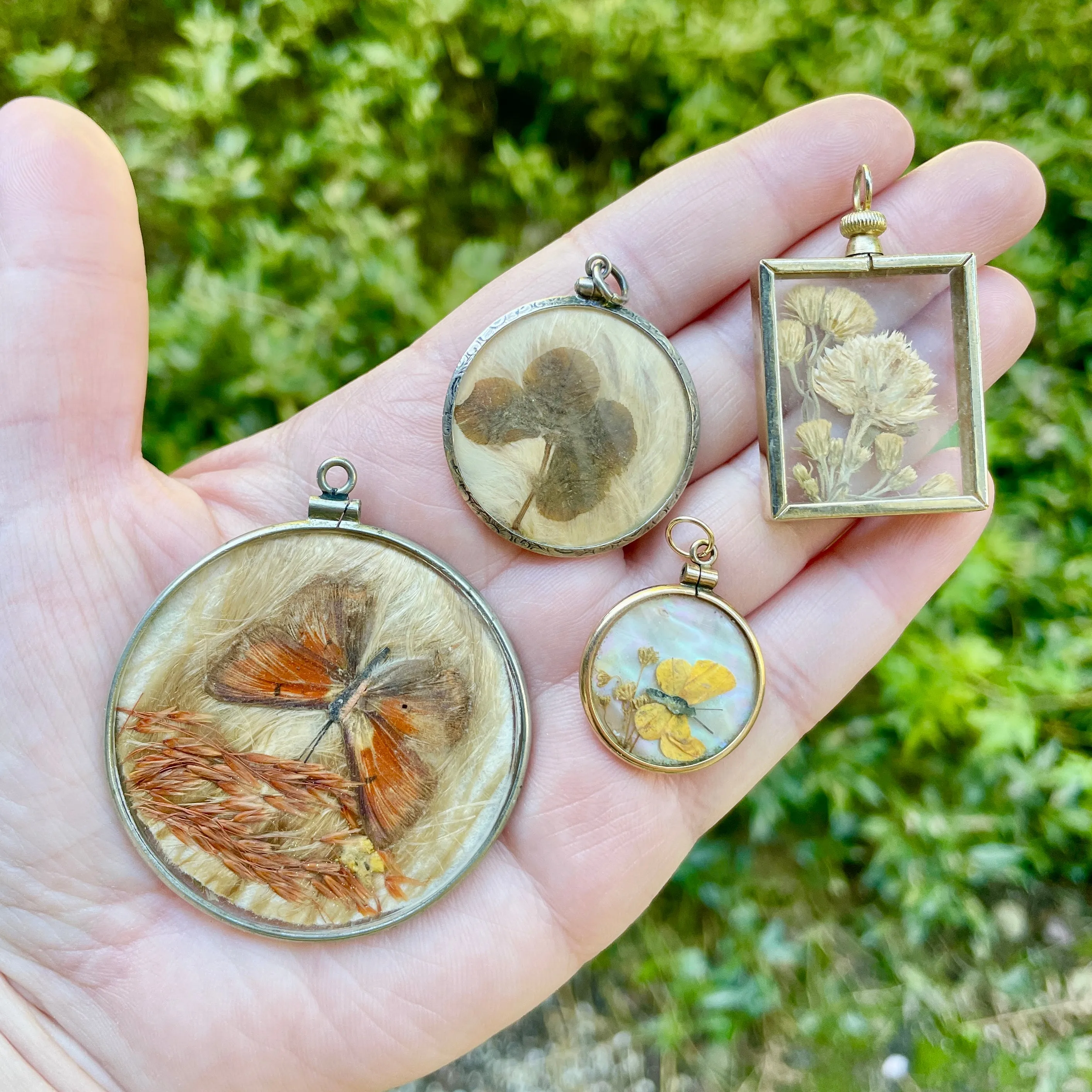 Antique Large Double Sided Butterfly Locket Pendant