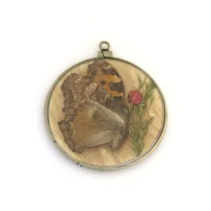 Antique Large Double Sided Butterfly Locket Pendant