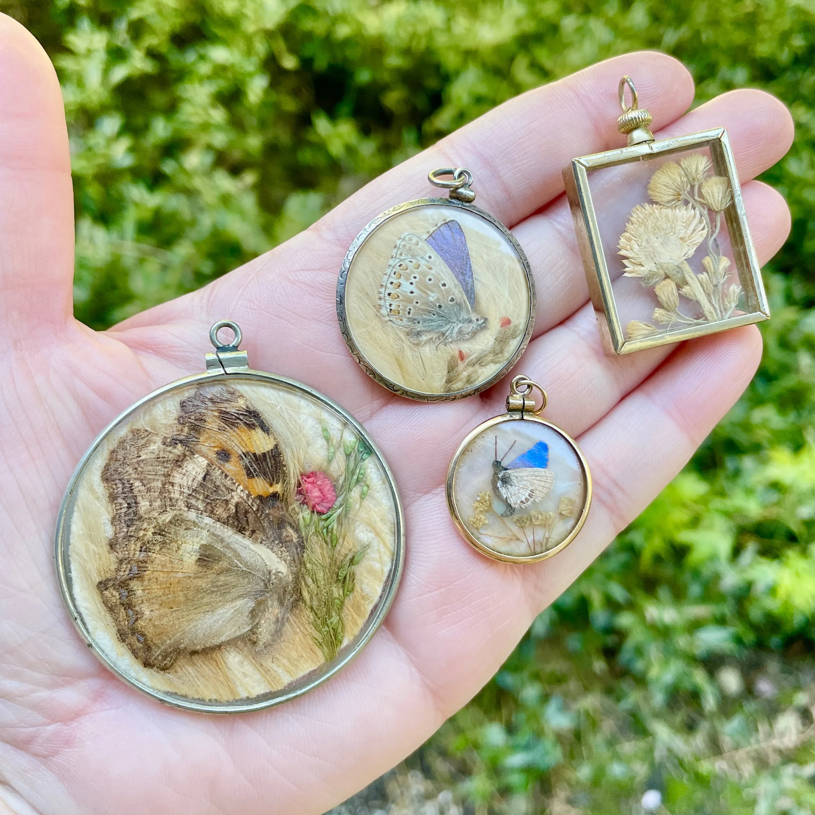 Antique Large Double Sided Butterfly Locket Pendant