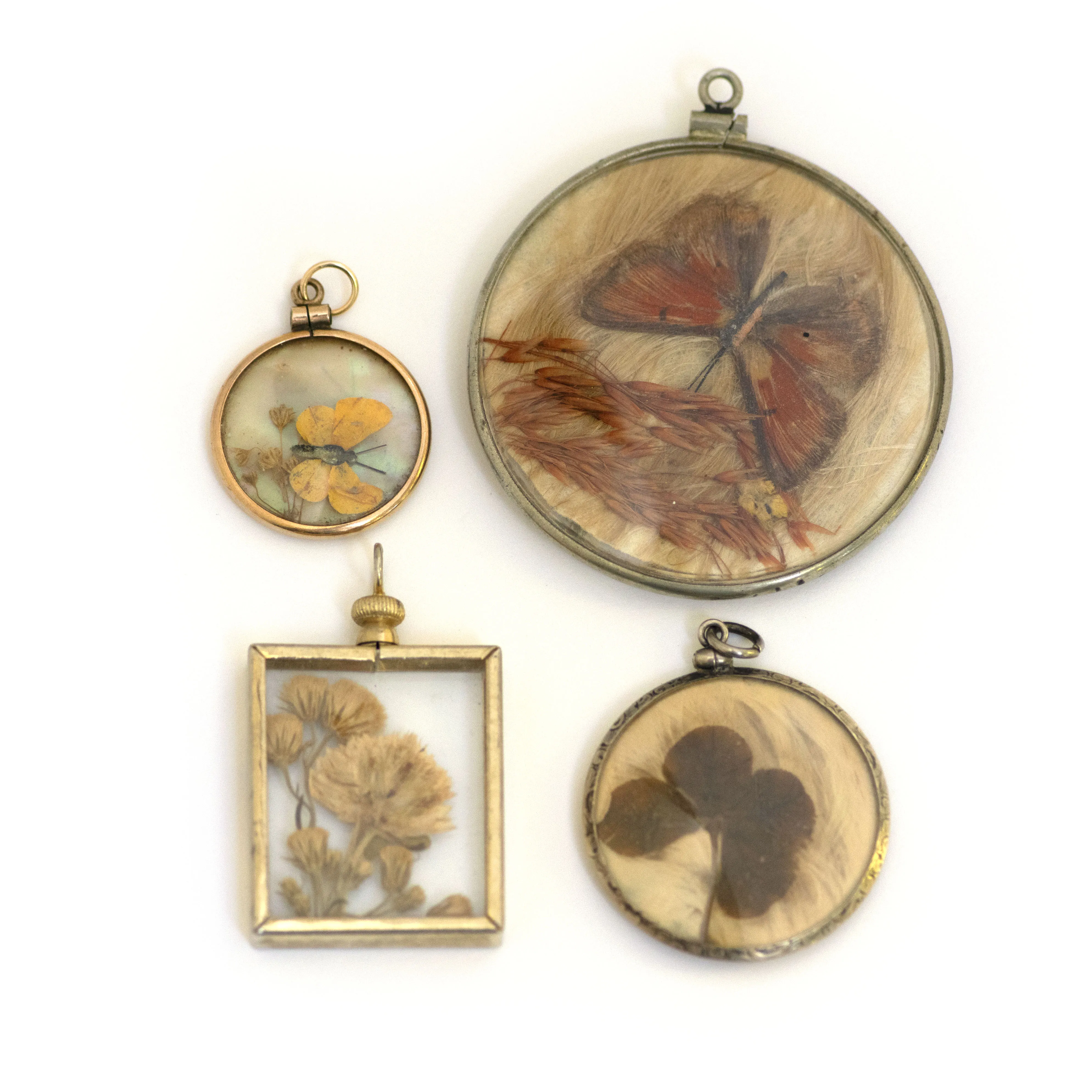 Antique Large Double Sided Butterfly Locket Pendant