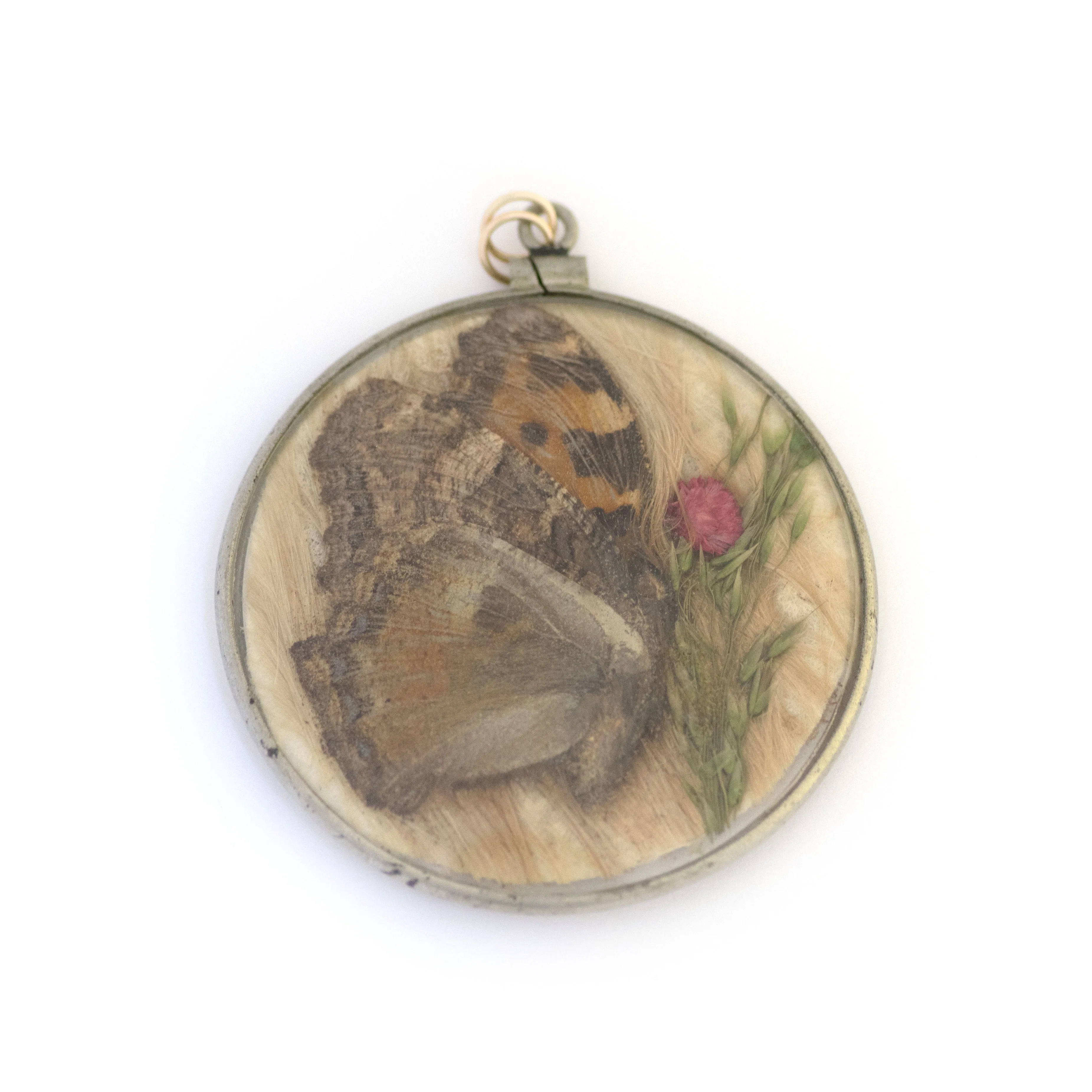 Antique Large Double Sided Butterfly Locket Pendant
