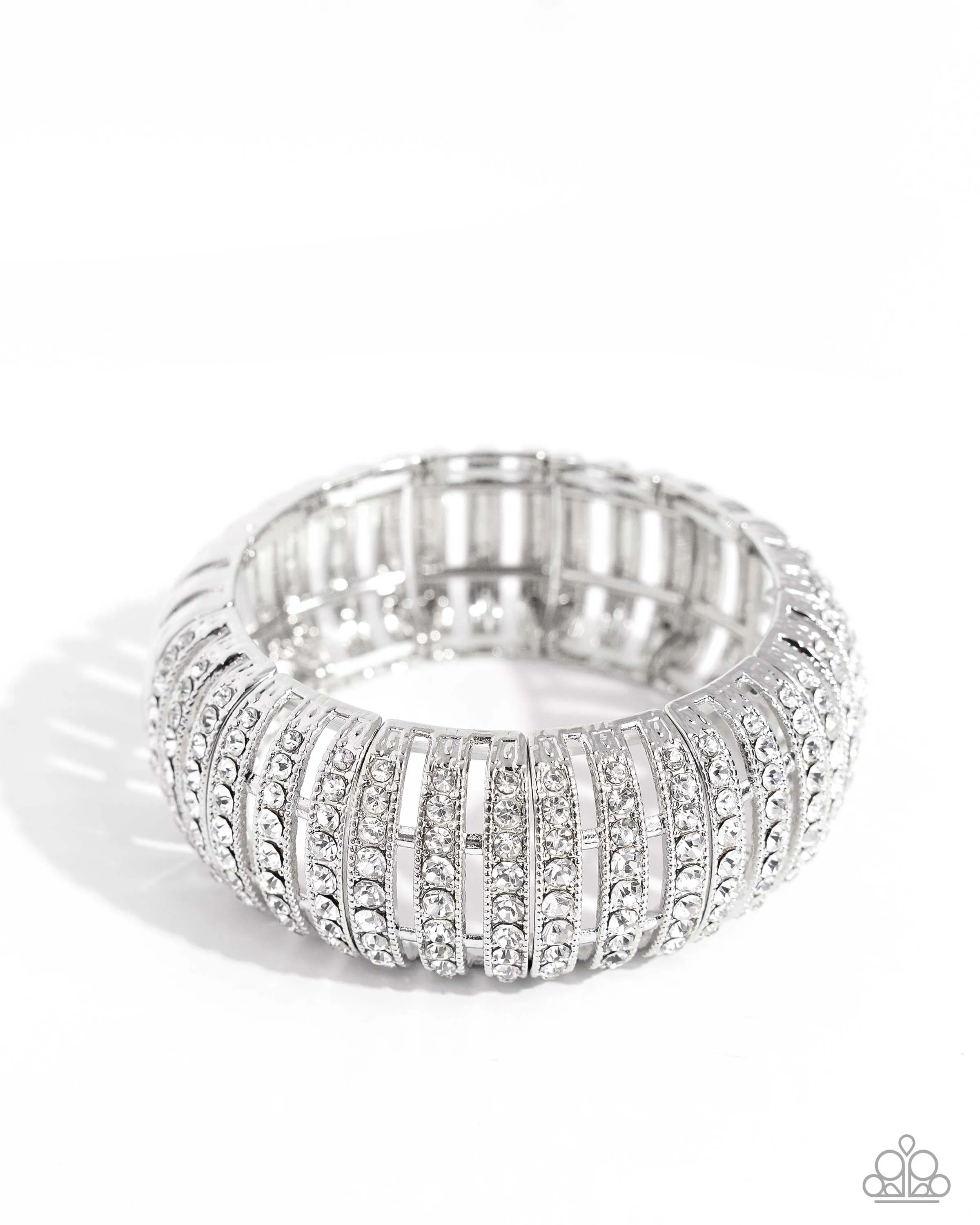 Appealing A-Lister - White - Rhinestone Paparazzi Stretchy Bracelet - 2024 Empower Me Pink Exclusive