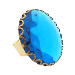 Aqua faceted glass ring