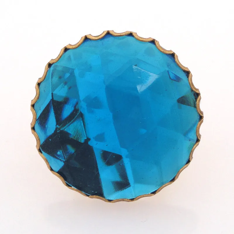 Aqua faceted glass ring