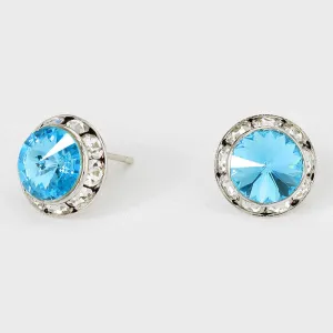 Aqua Stud Earrings 0.5" | 123299