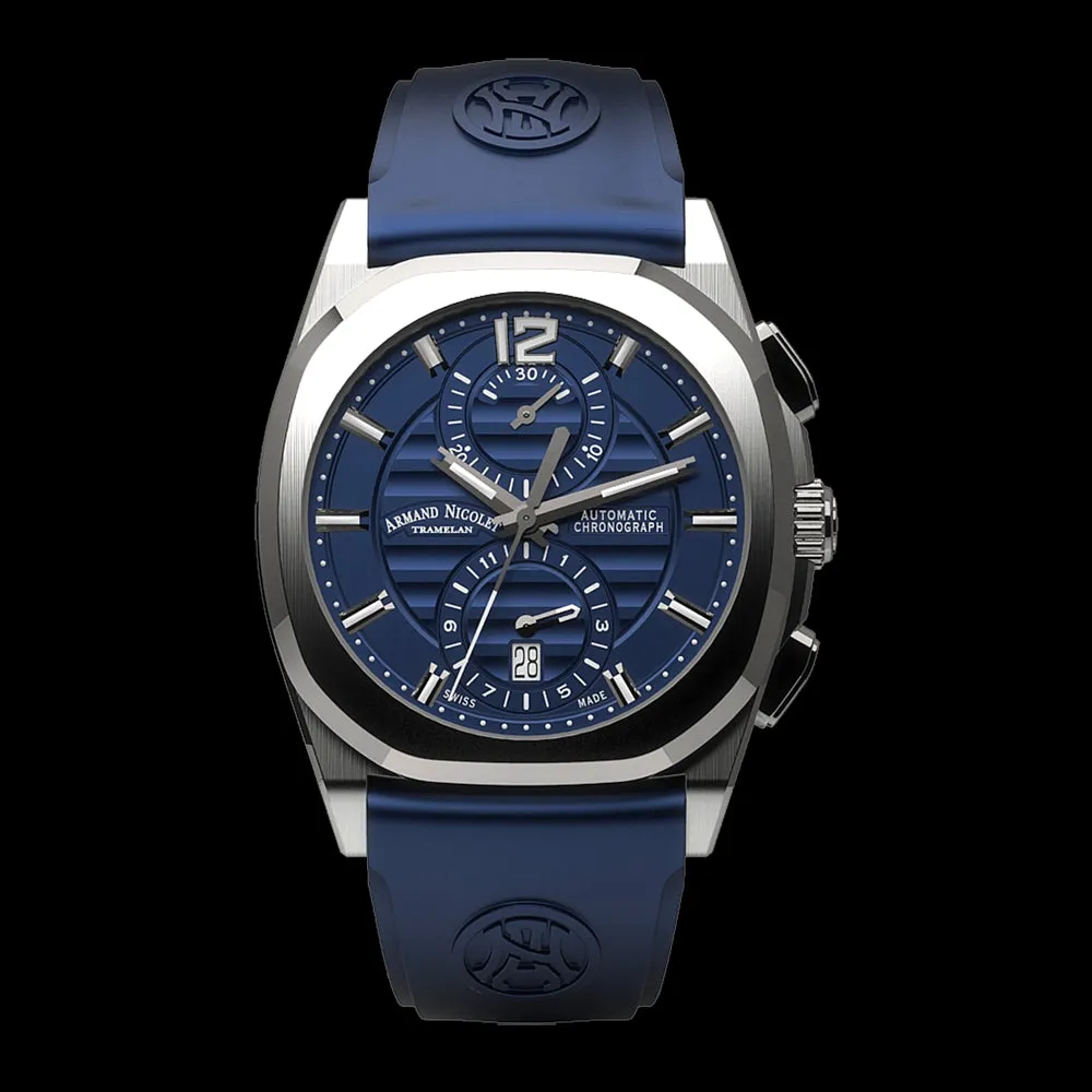 ARMAND NICOLET J09-3 MEN'S AUTOMATIC BLUE STRAP BLUE DIAL WATCH