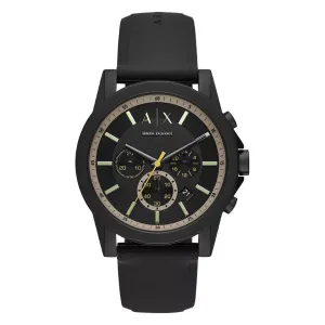 Armani Exchange Outerbanks Black Silicone Strap Black Dial Chronograph Quartz Watch for Gents - AX1343