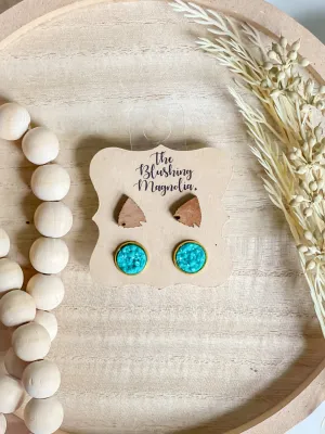 Arrowheads   Teal Druzy Studs