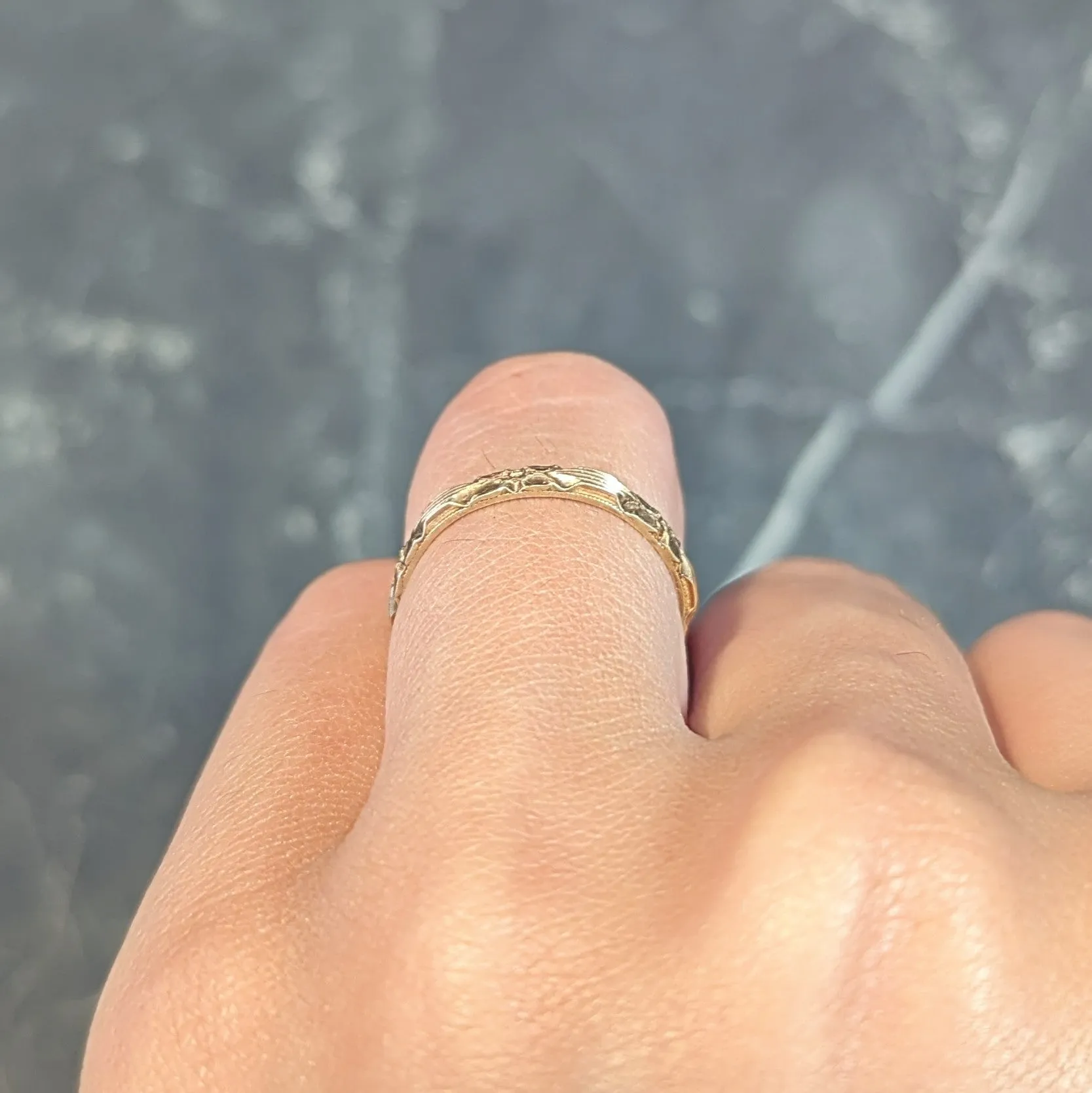 Art Deco 14 Karat Yellow Gold Orange Blossom Vintage Wedding Band Ring