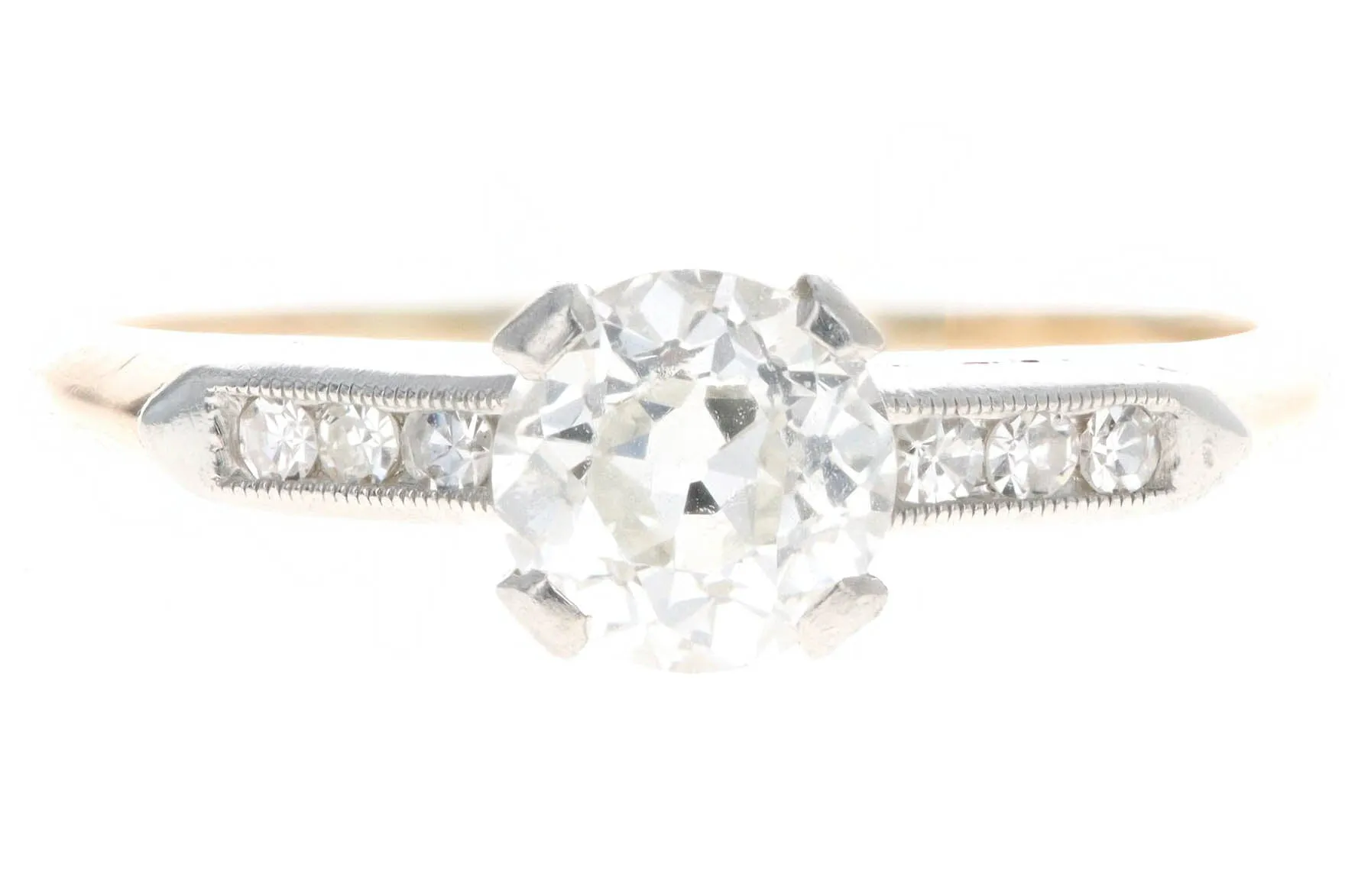 Art Deco 14K Yellow Gold .70 Carat Old European Cut Diamond Engagement Ring