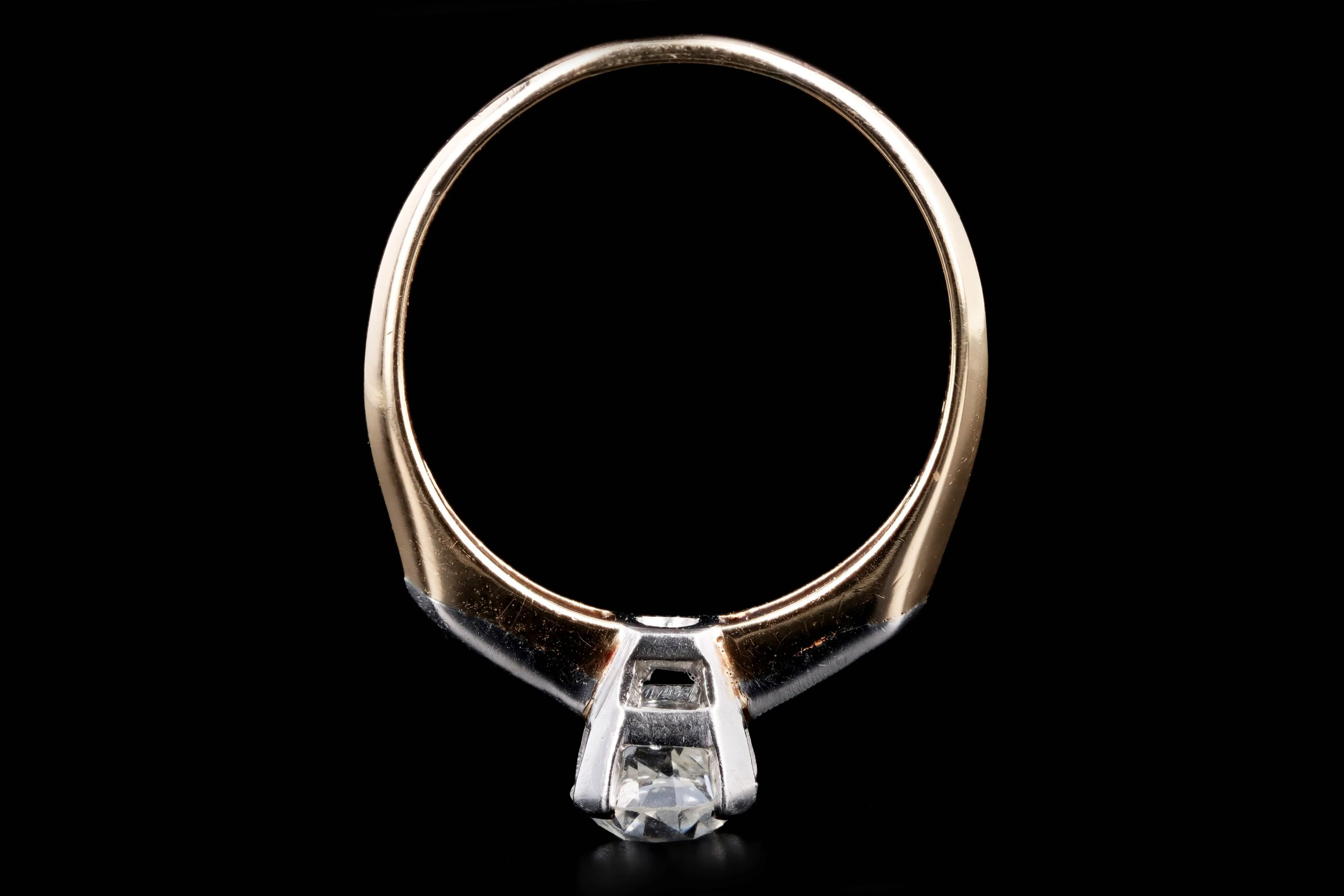 Art Deco 14K Yellow Gold .70 Carat Old European Cut Diamond Engagement Ring