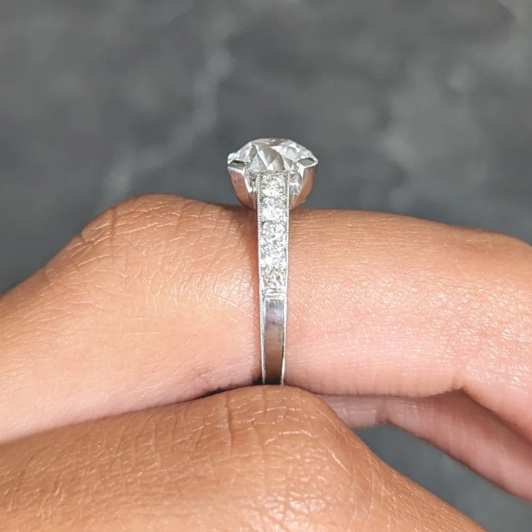 Art Deco 1.88 CTW Old European Cut Diamond Platinum Vintage Engagement Ring
