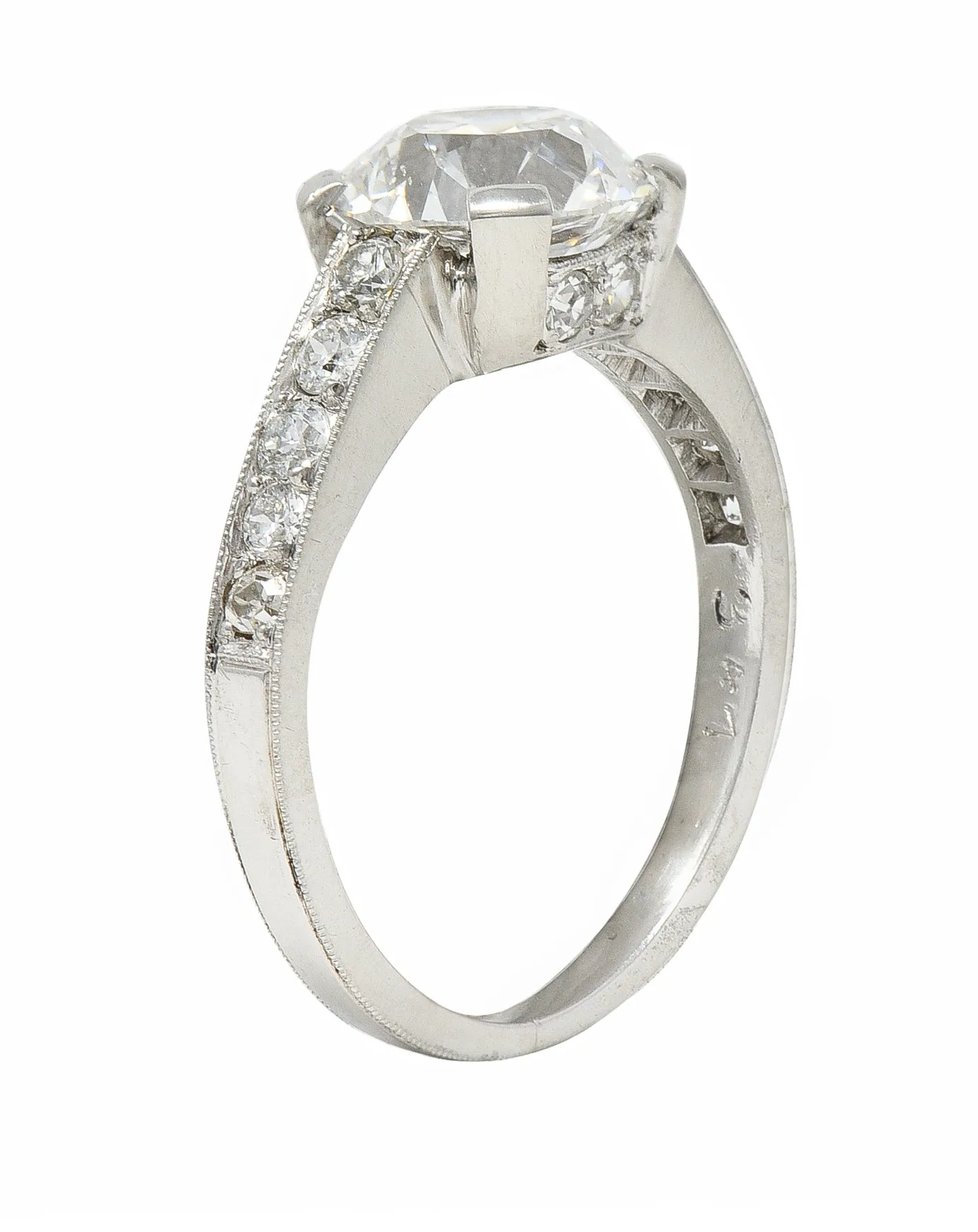 Art Deco 1.88 CTW Old European Cut Diamond Platinum Vintage Engagement Ring