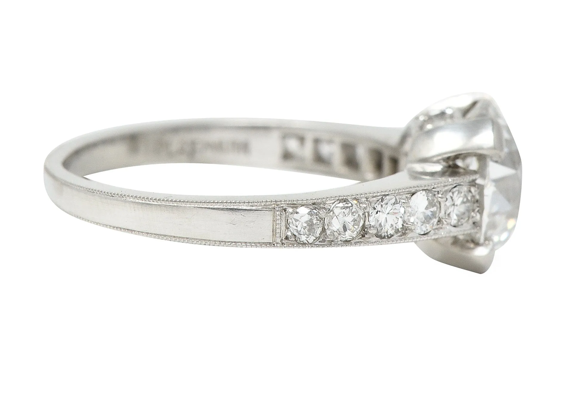 Art Deco 1.88 CTW Old European Cut Diamond Platinum Vintage Engagement Ring