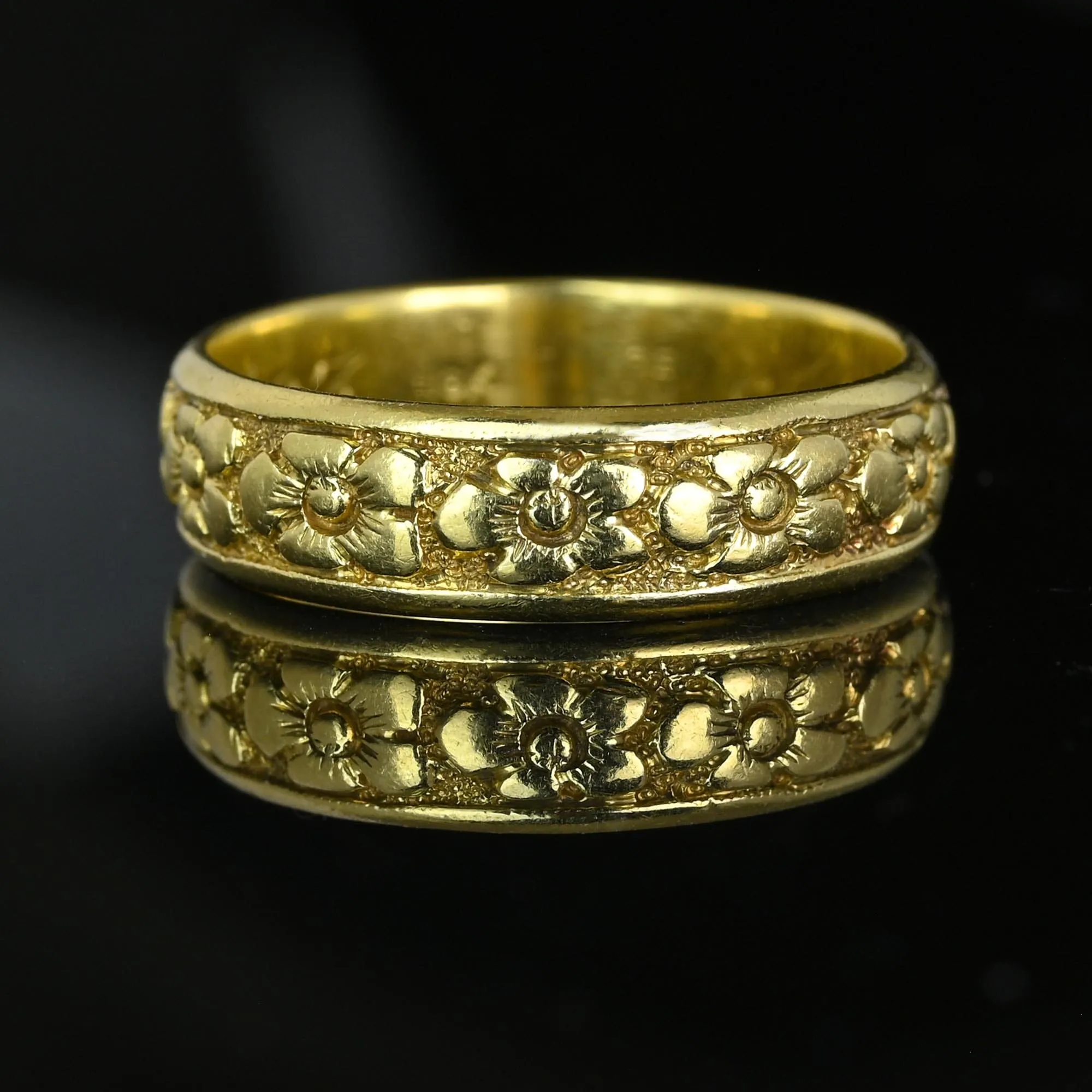 Art Deco 18K Gold Orange Blossom Wedding Band Ring