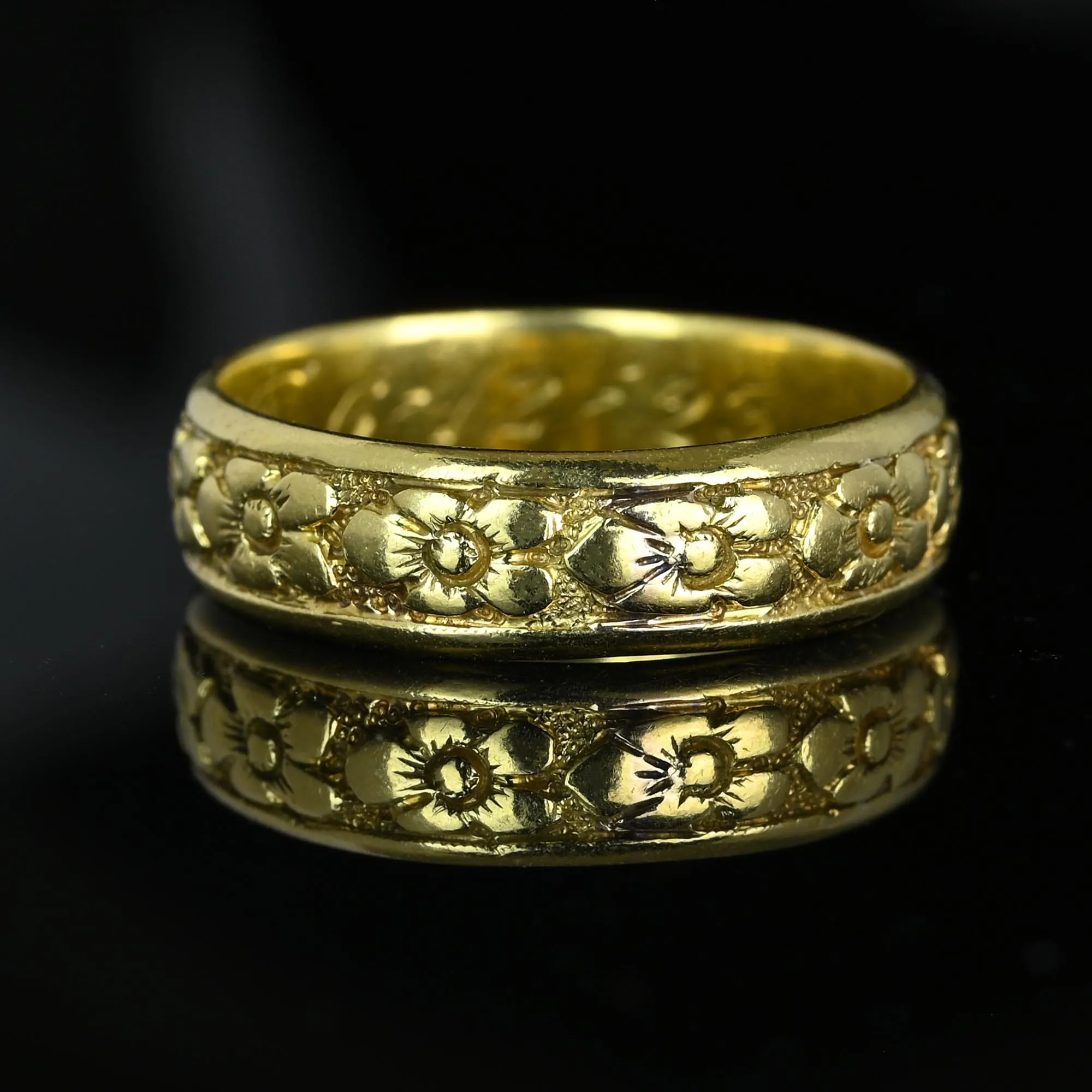 Art Deco 18K Gold Orange Blossom Wedding Band Ring