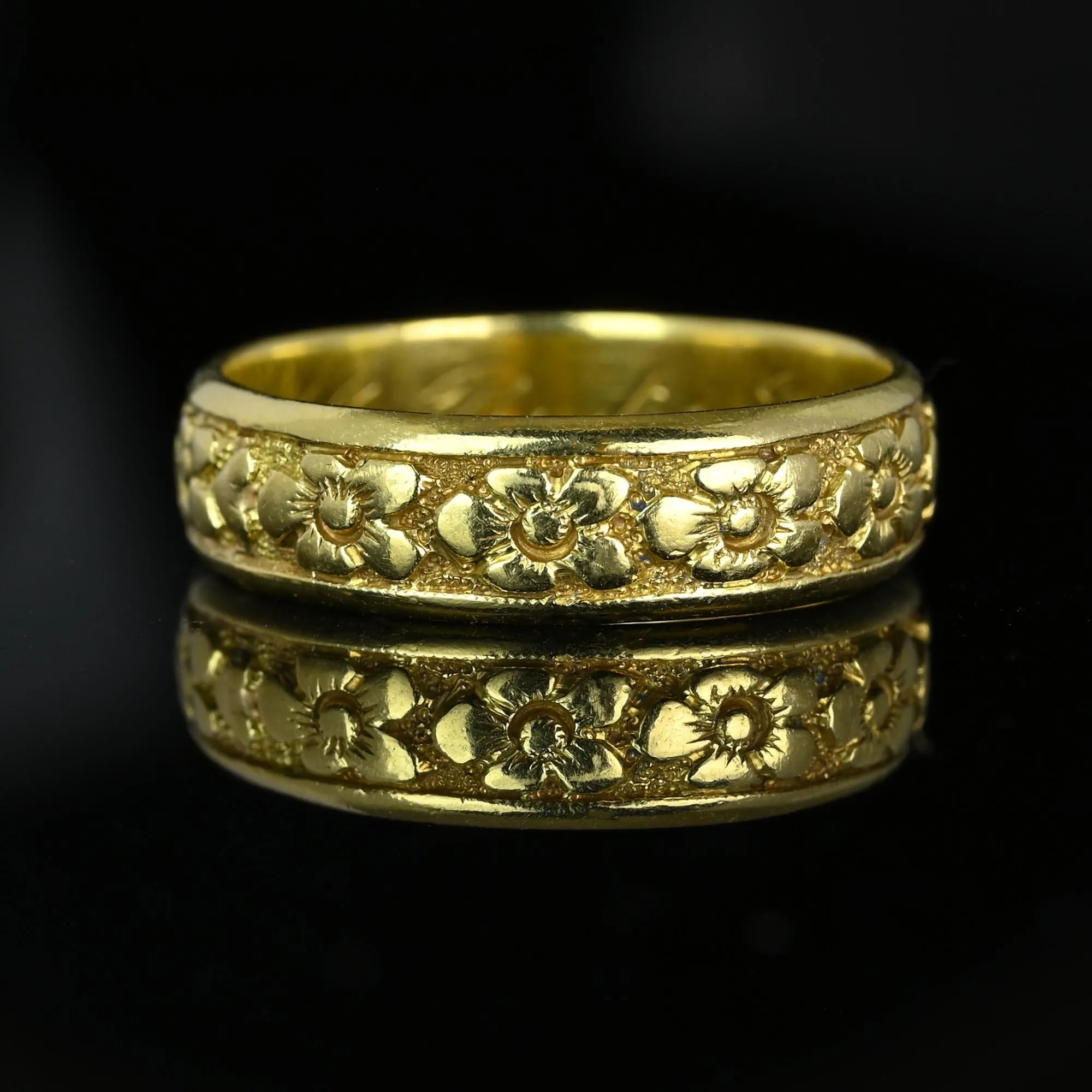 Art Deco 18K Gold Orange Blossom Wedding Band Ring